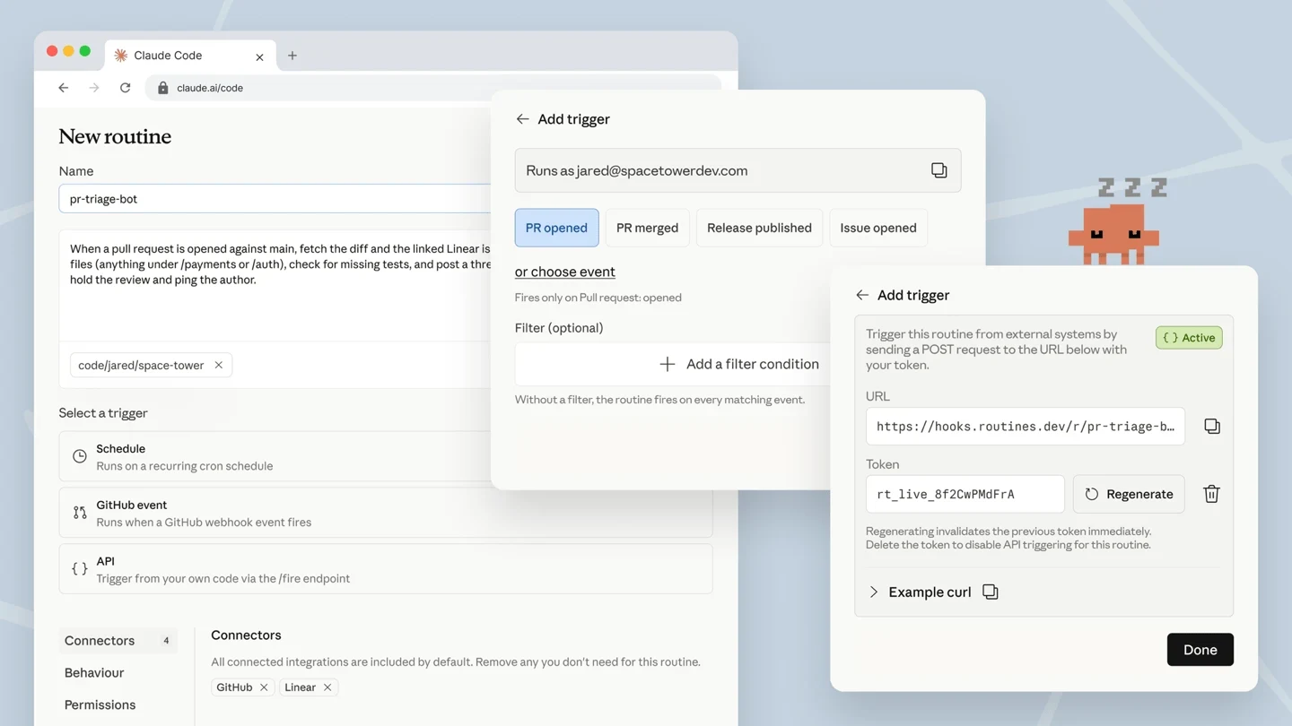 在 Claude Code 网页版上创建具有计划、GitHub 事件和 API 触发器的例程